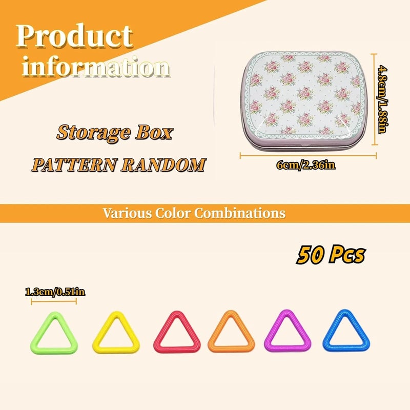 wonofa 50Pcs Triangle Metal Stitch Markers,Metal Colorful Crochet Stitch Markers,with Storage Box for Crocheting Clothing Tag DIY Craft Project (Triangle-50Pcs) - Image 2